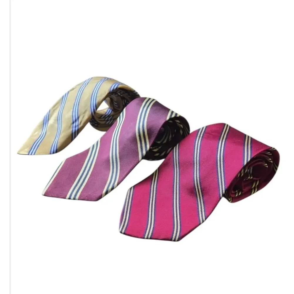 Lot 3 Brooks Brothers Makers 100% Silk Regimental Stripe Repp Neckties Preppy